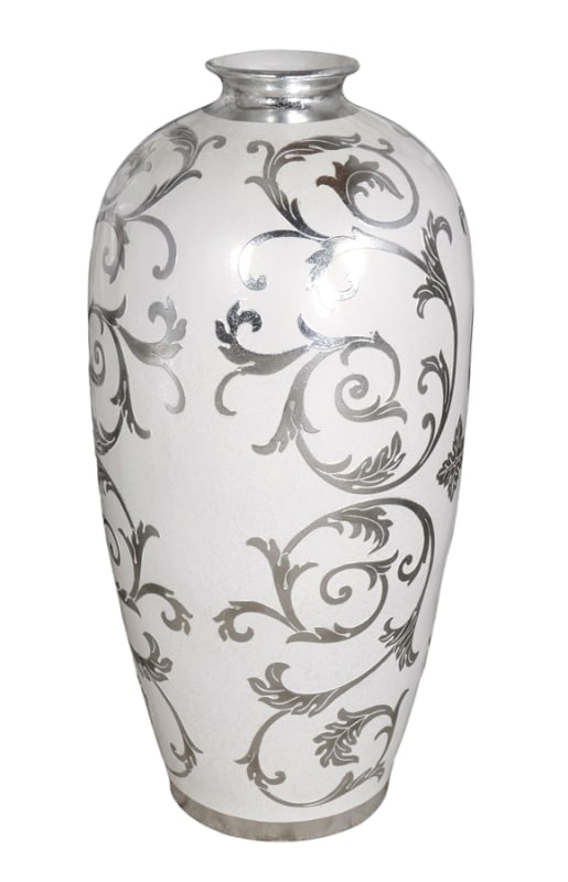 Sophie Table Vase Large in Antique White and Silver Finish by AFD Home - AFD-11257346