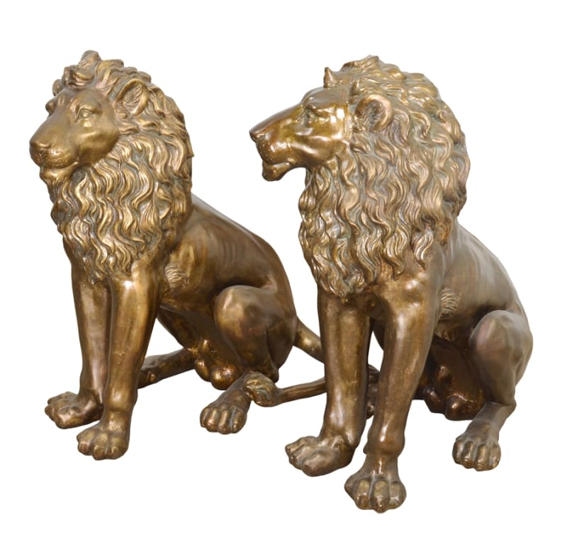2 Piece Tall Burnished Sitting Lion in Antique Bronze Finish by AFD Home - AFD-11269718