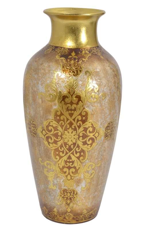 Medici Porcelain Vase in Antiqued Gold Finish by AFD Home - AFD-11273629