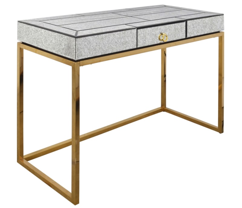 Striazza Desk Console Table in Gold and Silver Finish by AFD Home - AFD-11277128