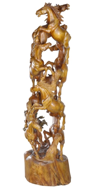 Teak Multiple Horse in Natural Rustic Finish by AFD Home - AFD-12007832