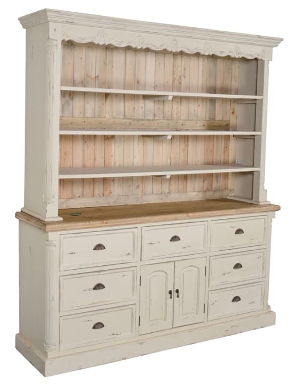 Farmhouse Cote de Azur Hutch in White Chalk and Natural Finish by AFD Home - AFD-12008048