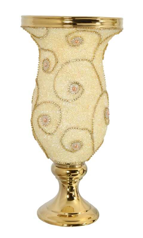 Pearl And Swirl Golden Chalice Vase in Gold Finish by AFD Home - AFD-12009185