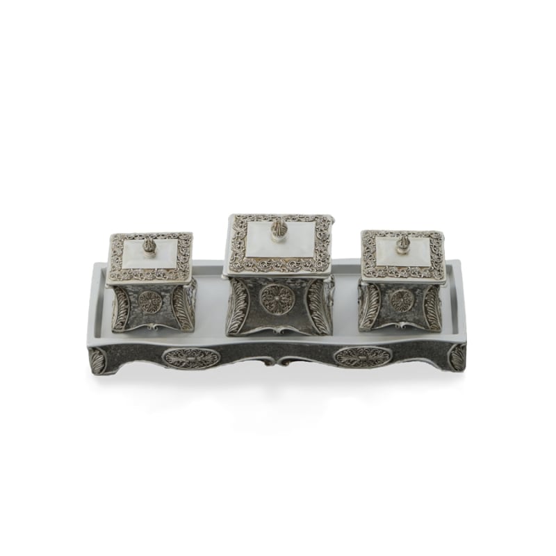 4 Piece Laviere Keepsake Organizer Tray in Silver Finish by AFD Home - AFD-12009553