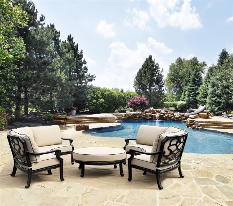 Astoria 7 Piece Curved Sofas with Cocktail Ottoman Set in Powder Coat Finish by AFD Home - AFD-12012447