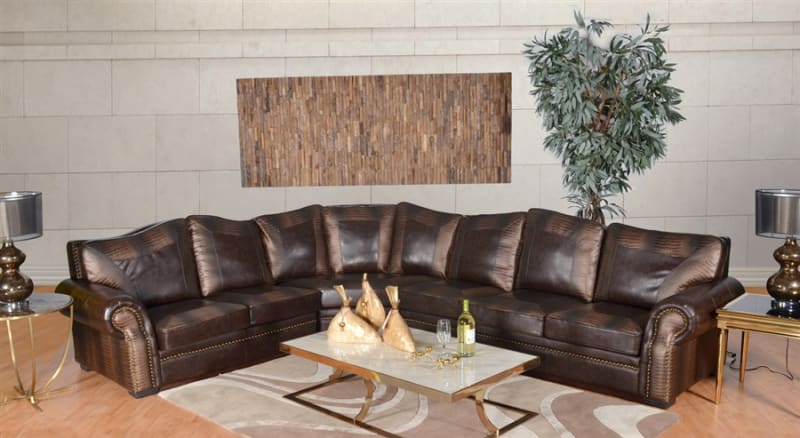 Botswana Brown Croc and Leather Large Sectional in Brown by AFD Home - AFD-12013454
