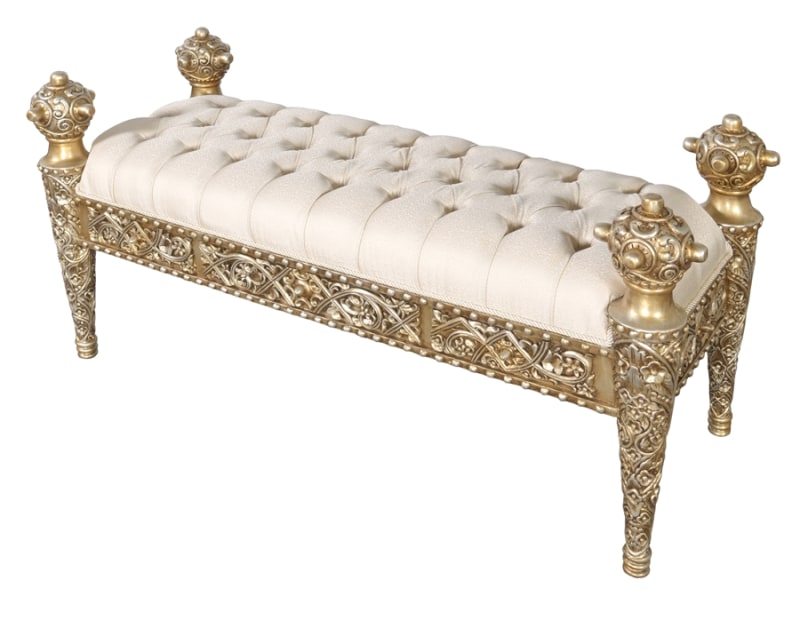 Platine Chapelle 3 Seater Bench in Champagne Golden Silver Finish by AFD Home - AFD-12014228