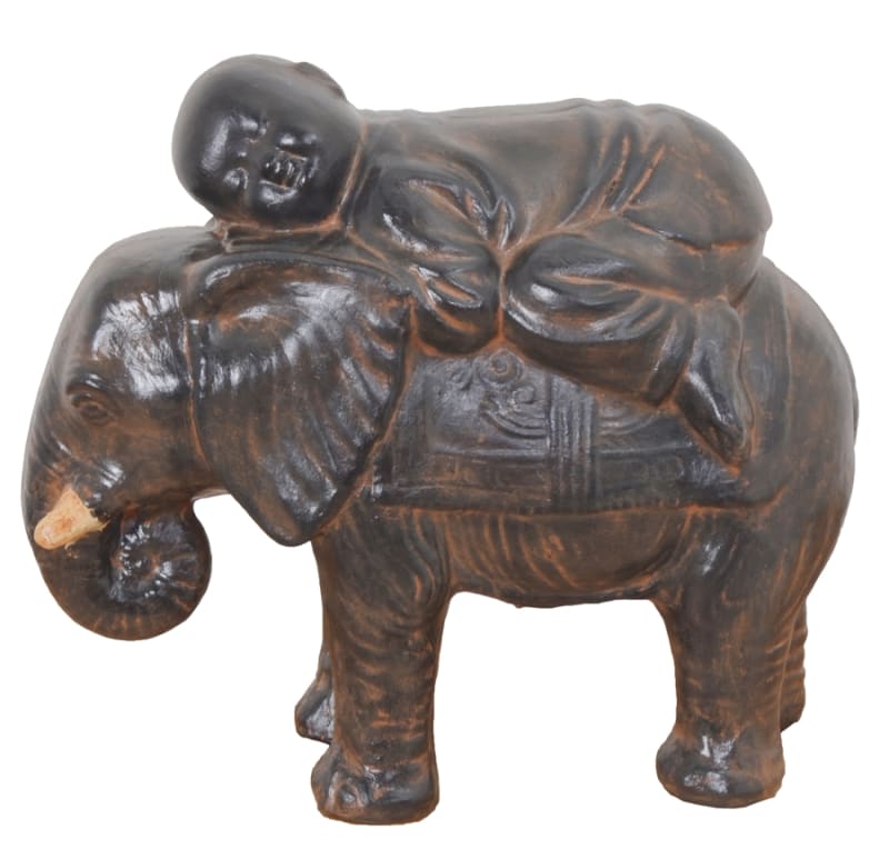 Baby Monk on Elephant in Black and Earthy Finish by AFD Home - AFD-12015839