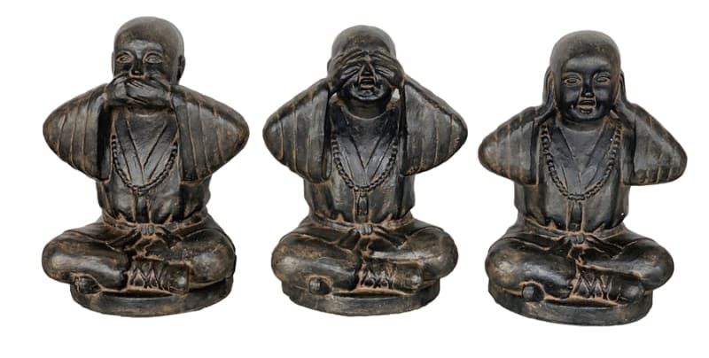 3 Piece Hear See and Speak No Evil Monks in Black and Earthy Finish by AFD Home - AFD-12015840