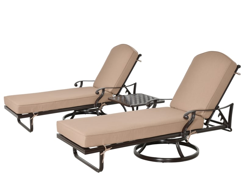 Savannah 3 Piece Swivel Chaise Lounge in Brown and Beige Finish by AFD Home - AFD-12015971