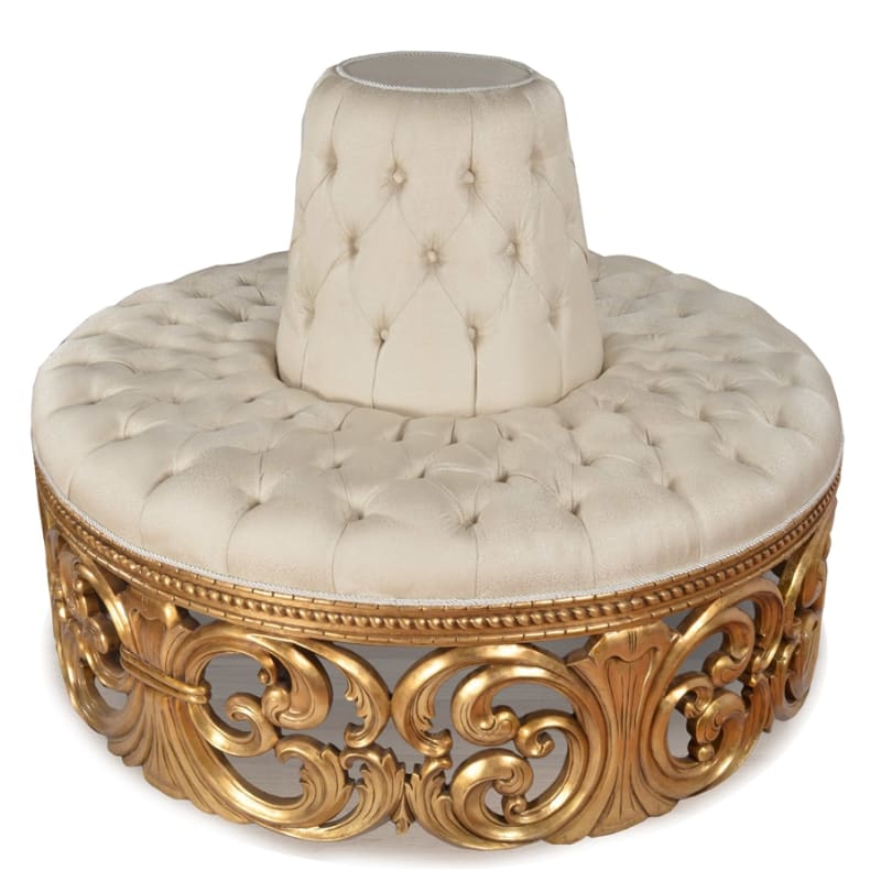 Rococo Circular Cream Settee in Gold Platine Finish by AFD Home - AFD-12016294
