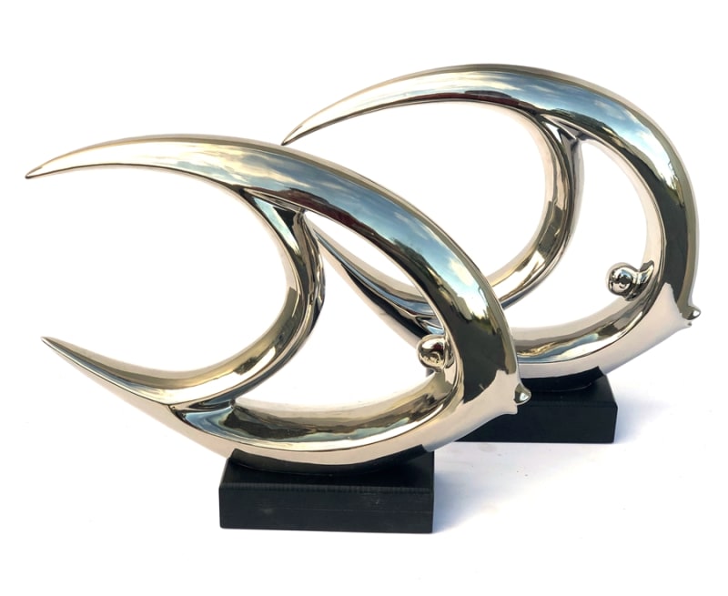 2 Piece Mirrored Chrome Fish in Silver Finish by AFD Home - AFD-12016314