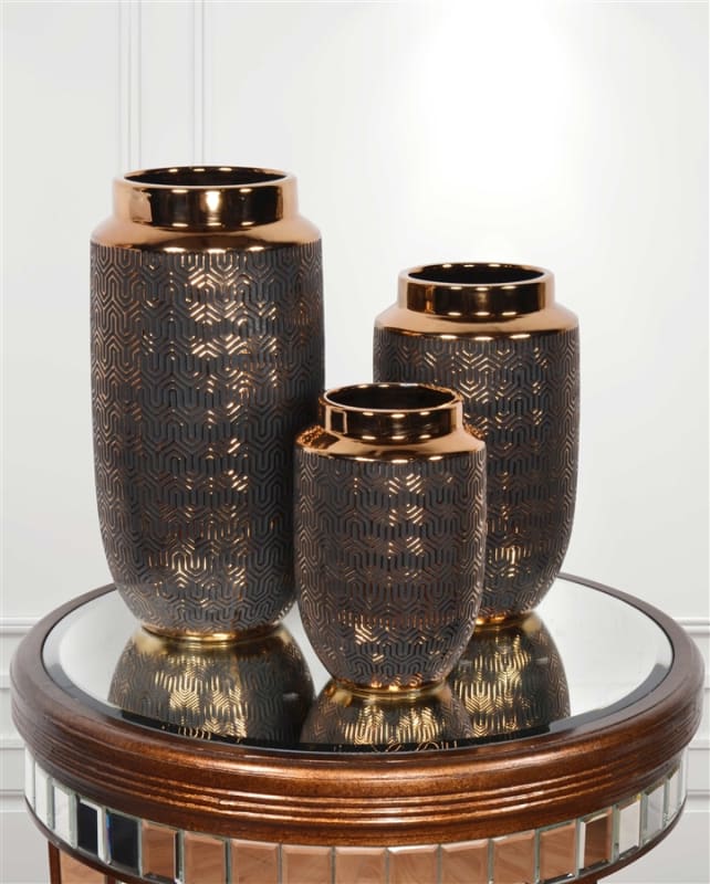 3 Piece Copper Illusion Vases in Copper and Black Finish by AFD Home - AFD-12017545