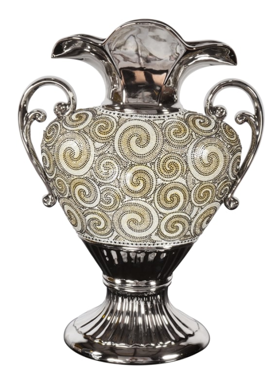 Crystal Handle Vase in Silver and Black Finish by AFD Home - AFD-12017558