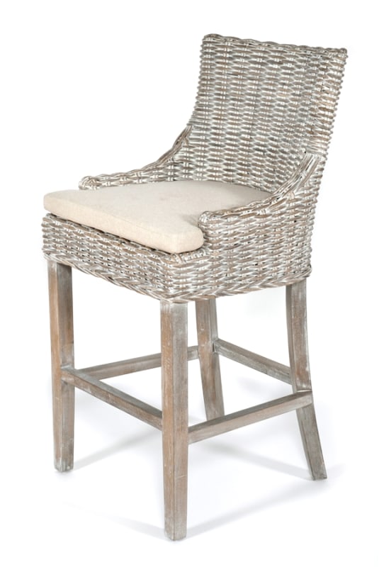 Kuba Weave Alfresco Bar Stool in Grey and White Wash Finish by AFD Home - AFD-12017956