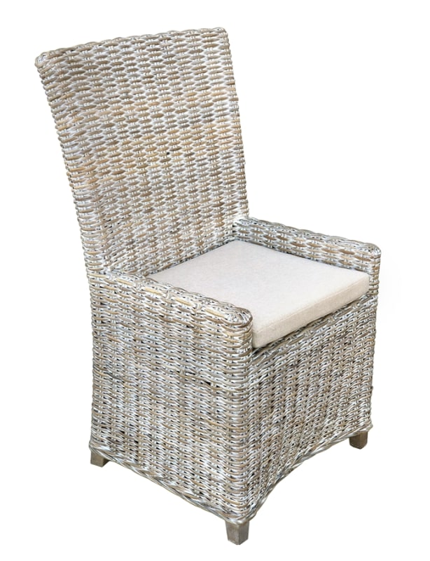Kuba Weave Prairie Dining Armchair in Grey and White Wash Finish by AFD Home - AFD-12018296