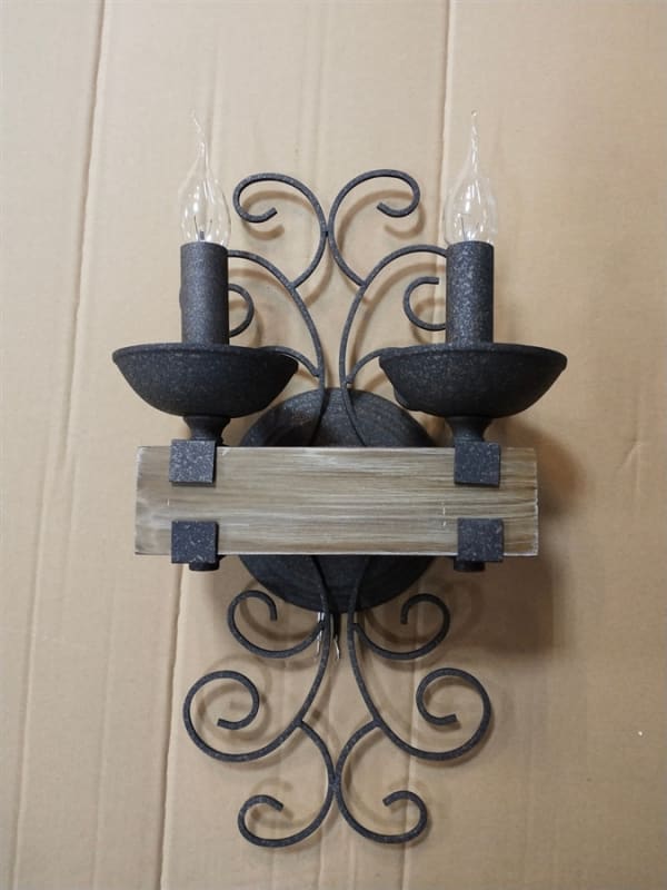 2 Piece Ridge Line Double Sconce in Brown and Black Finish by AFD Home - AFD-12018406