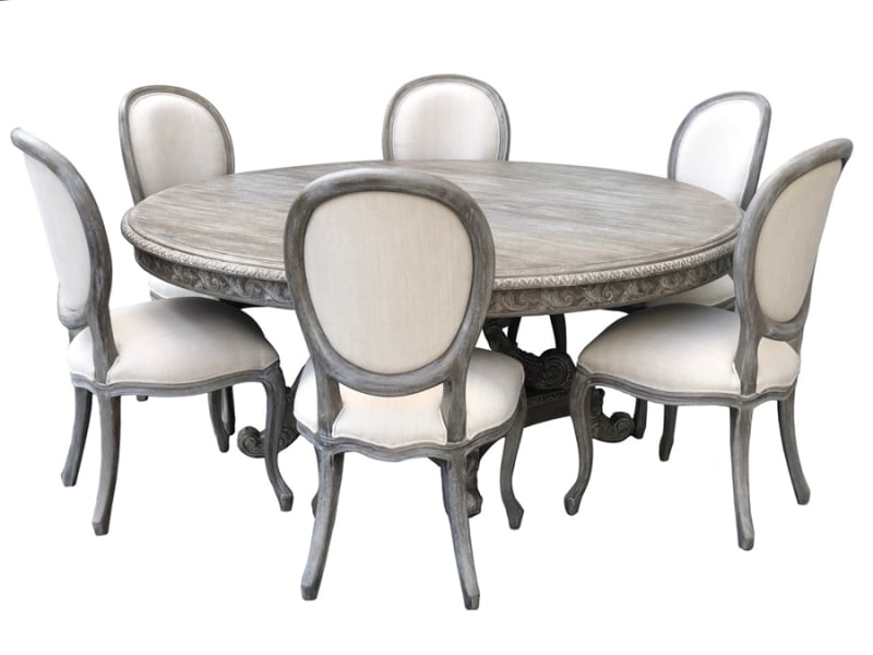 Mystique Mahogany 7 Piece Round Dining Room Set in Grey Finish by AFD Home - AFD-12018570