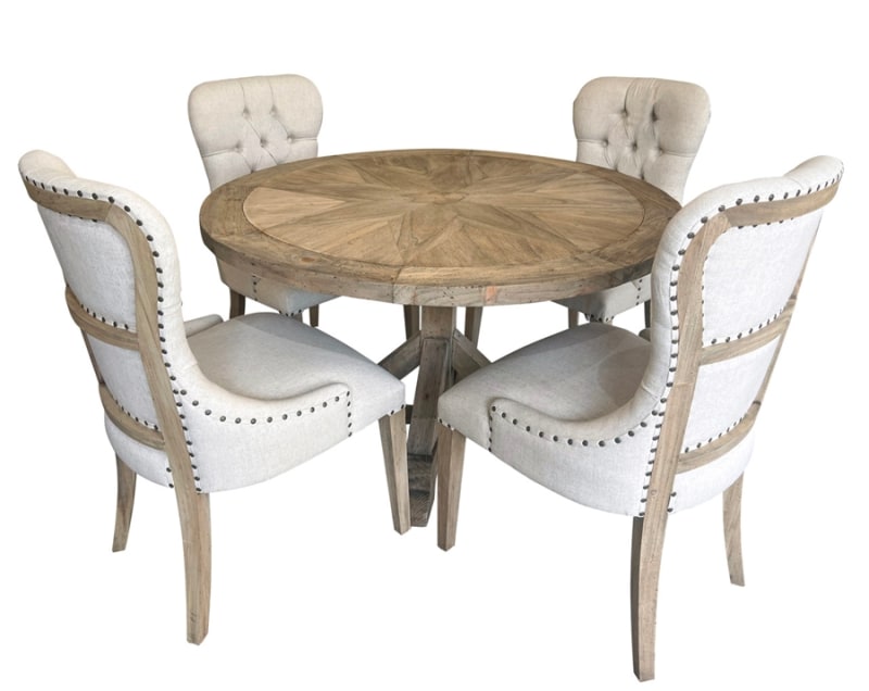 Farmhouse 5 Piece Round Dining Table Set in Light Brown by AFD Home - AFD-12018571