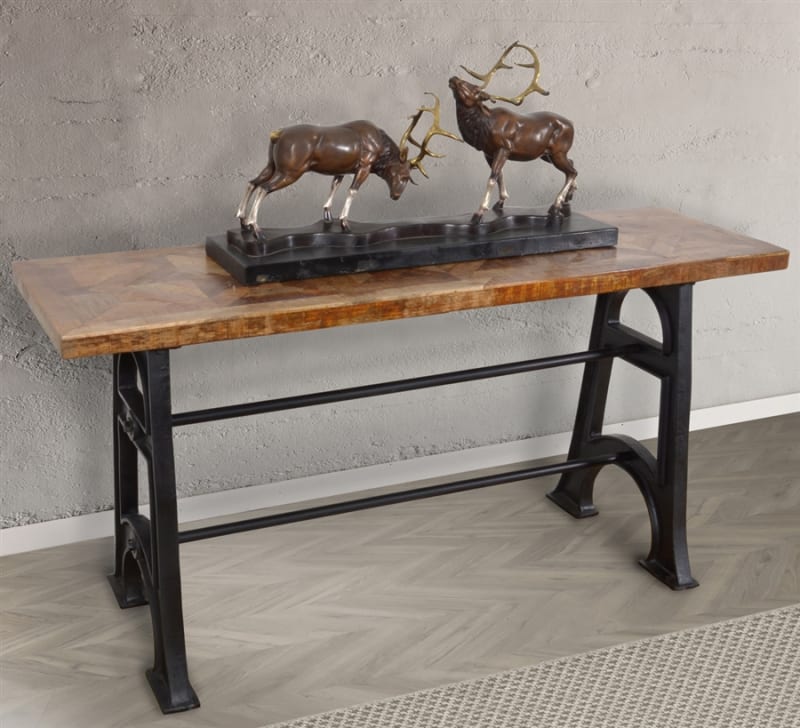 Mango Industrial Console Table in Mango Parquet Wood by AFD Home - AFD-12018742