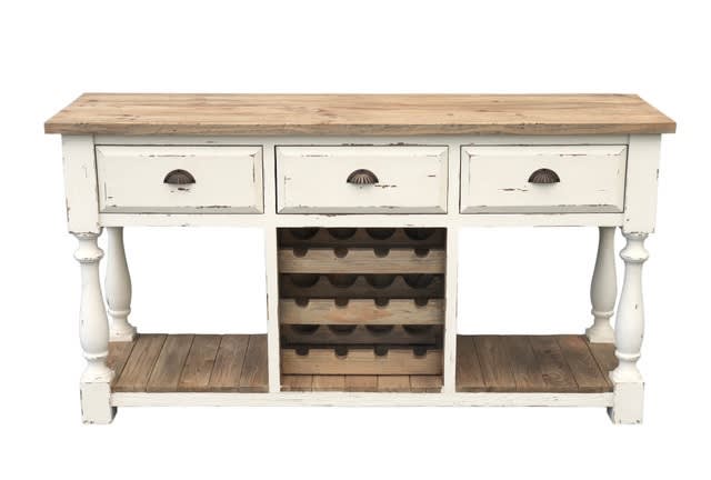 Farmhouse Wine Rack Console Table in White Chalk Finish by AFD Home - AFD-12018855
