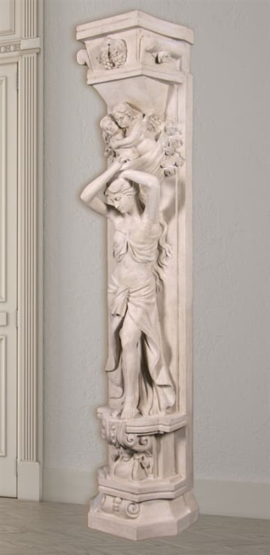 Roman Girl Pilaster Sculpture in Stone Cast Finish by AFD Home - AFD-12018968