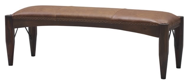 Mountain Tannery Leather Bench in Natural Wood Finish by AFD Home - AFD-12020410