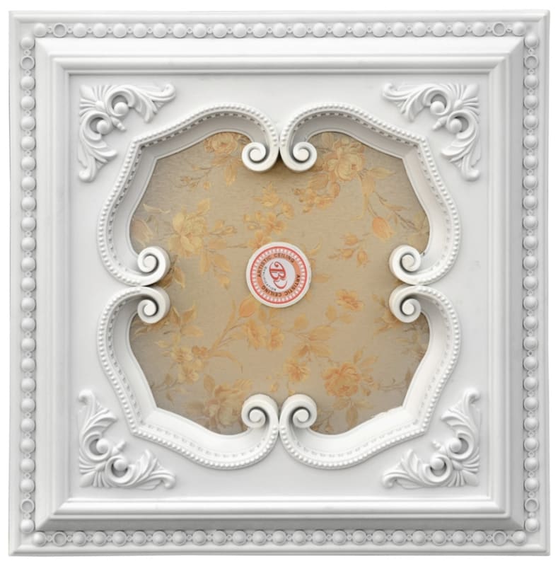 Four Leaf Clover Square Chandelier Ceiling Medallion in White and Gold by AFD Home - AFD-12020496