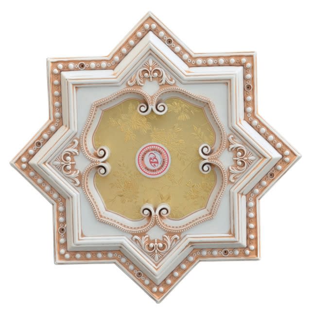 Eight Pointed Star Chandelier Ceiling Medallion in Ivory and Gold Finish by AFD Home - AFD-12020500