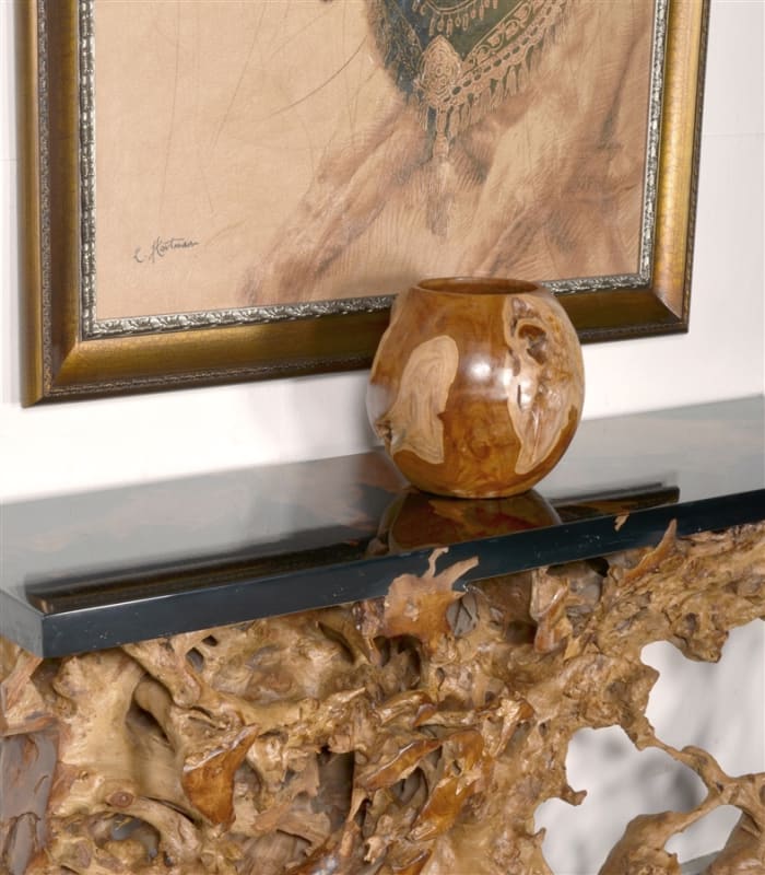 Large Teak Natural Vase in Brown Finish by AFD Home - AFD-12021163