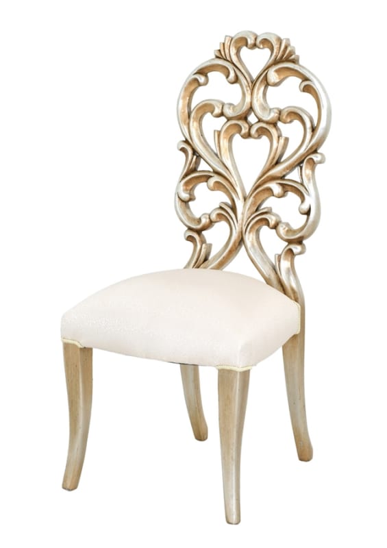 Platine Palace Cream Side Chair in Champagne Golden Silver Finish by AFD Home - AFD-12021786