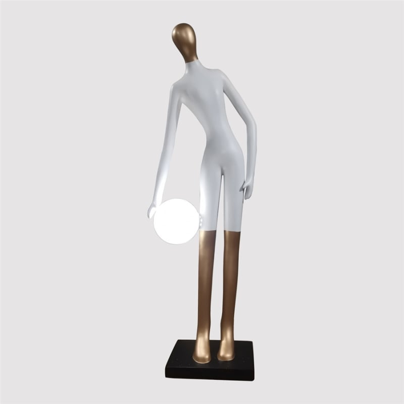 Basketball Player Floor Lamp in White Gloss and Chrome Gold Finish by AFD Home - AFD-12024626