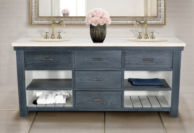 Customizable Double Bathroom Vanity w/Marble Top in High Light Charcoal Finish by AFD Home - AFD-12024889