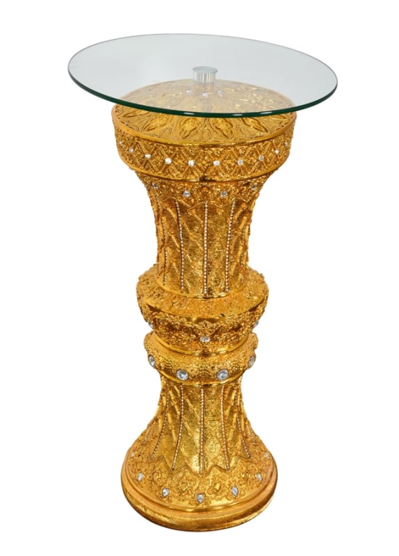 Crystal Pedestal Accent Table in Gold Finish by AFD Home - AFD-12024915