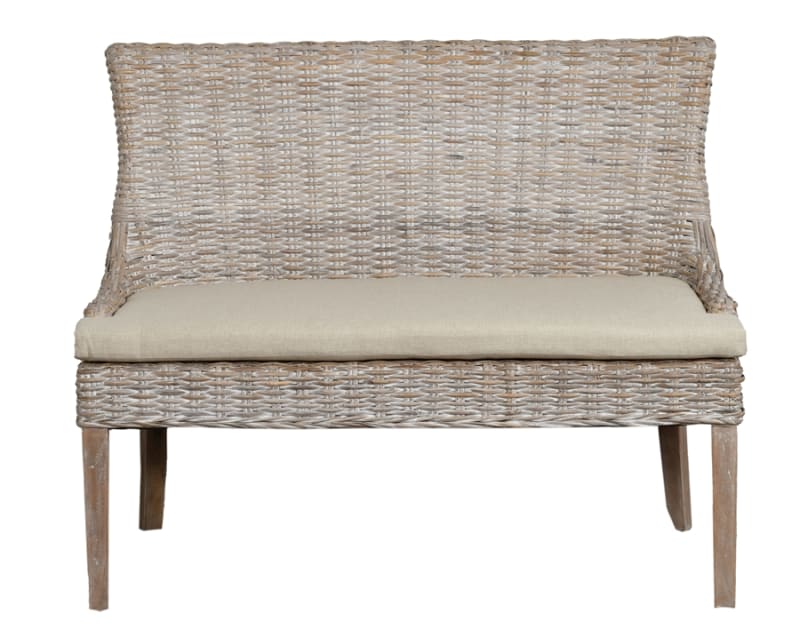 Kuba Weave Alfresco Bench in White Wash Finish by AFD Home - AFD-12024940