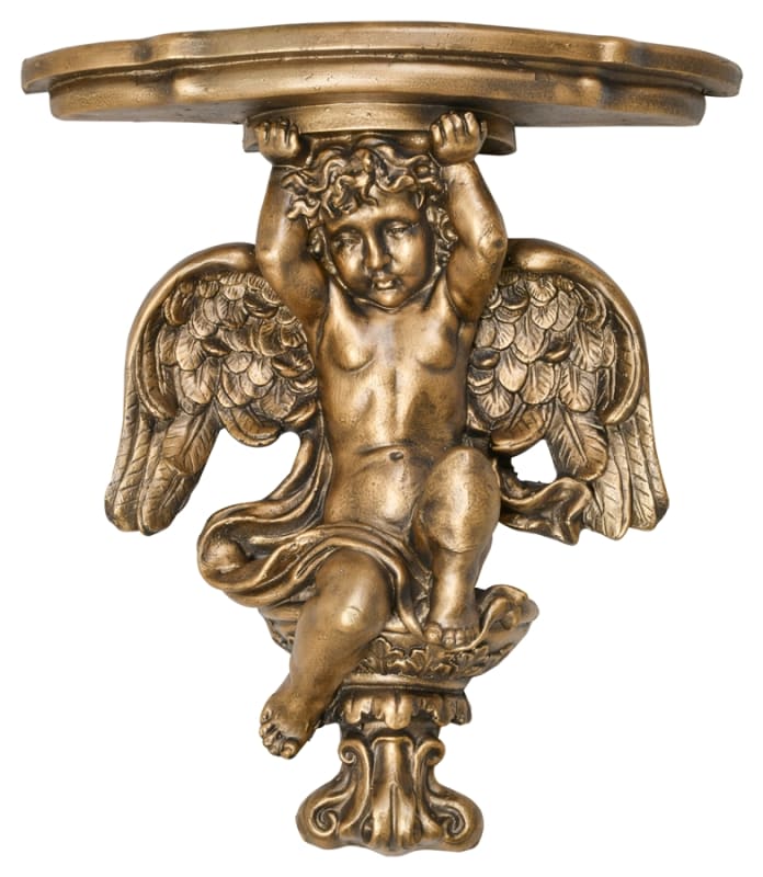 Cherub Statue Wall Relief in Golden Finish by AFD Home - AFD-12025166