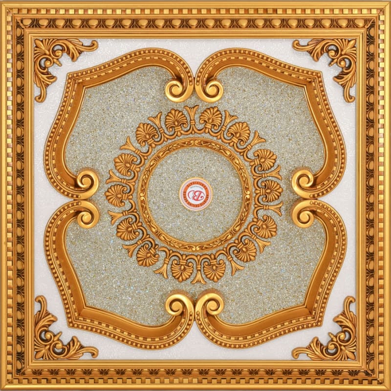 French Clover Square Chandelier Fan Ceiling Medallion in White and Gold Finish by AFD Home - AFD-12026468