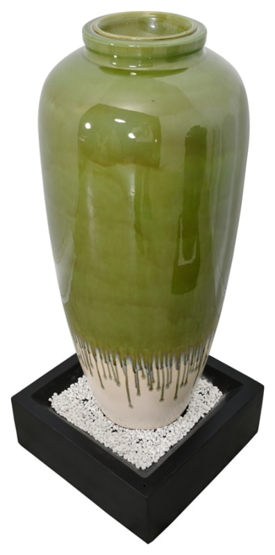 Bubbling Outdoor Garden Vase Fountain in Avocado Green Finish by AFD Home - AFD-12027006
