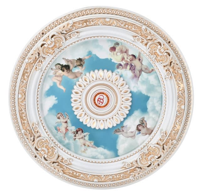Round Cherub Ceiling Medallion in White and Gold Finish by AFD Home - AFD-12028649
