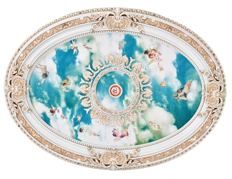 Oval Cherub Ceiling Medallion in Antique White and Gold Leaf Finish by AFD Home - AFD-12028660