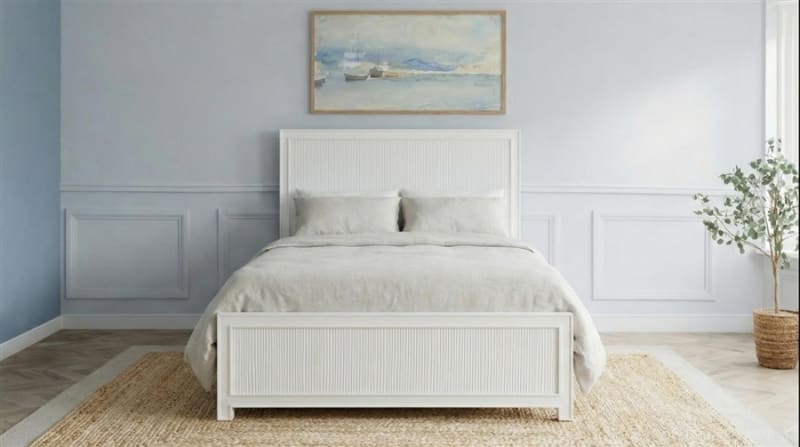 Stone Harbor Queen Bed in Coastal White Finish by American Woodcrafters - AME-1110-50PNPN