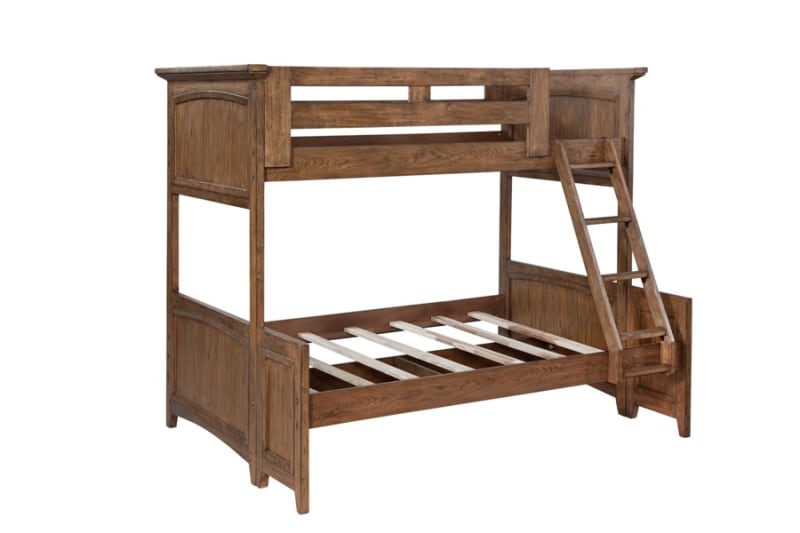 Oakdale Twin/Full Bunk Bed in Honey Oak Finish by American Woodcrafters - FOA-2100-TFBNK