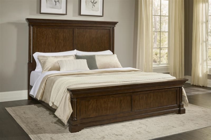 Kensington Queen Bed in Brown Cherry Finish by American Woodcrafters - AME-6400-50PNPN