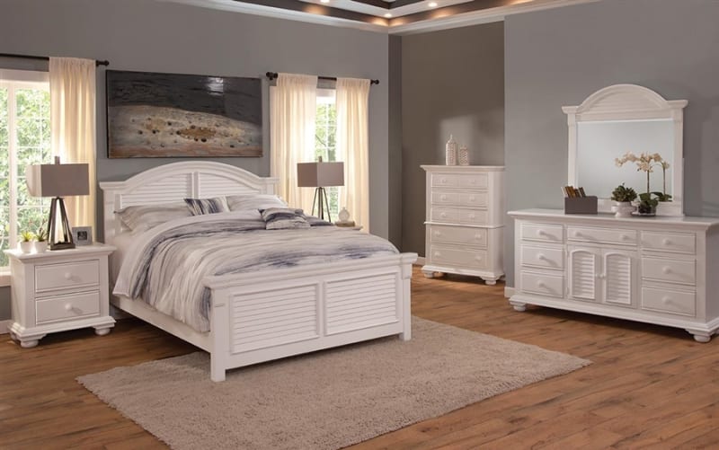 Cottage Traditions 6 Piece Bedroom Set in Clean White Cottage Finish by American Woodcrafters - AME-6510-QARPN-4PC-Small-Way
