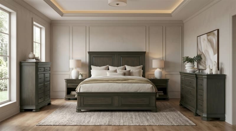 Sequoia 6 Piece Bedroom Set in Mink Finish by American Woodcrafters - AME-7120-QPNPN-4PCS