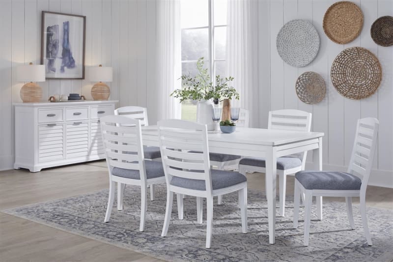 Heritage Coast Leg Table 5 Piece Dining Set in Coastal White Finish by American Woodcrafters - AME-D-3310-Leg-5PC