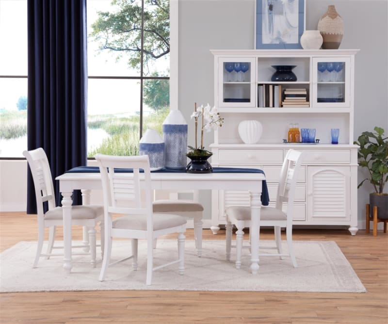 Cottage Traditions Rectangle Leg Table 5 Piece Dining Set in Clean White Cottage Finish by American Woodcrafters - AME-D-6510-LEG-5PC
