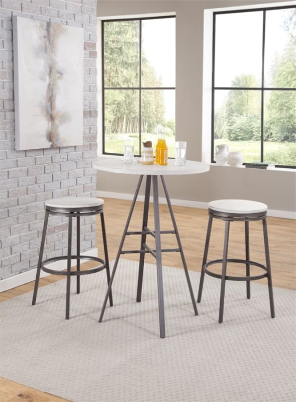 Casual Dining 3 Piece Pub Table Set in Slate Grey with White Oak Top Finish by American Woodcrafters - AME-P1-131-B130-3PCS