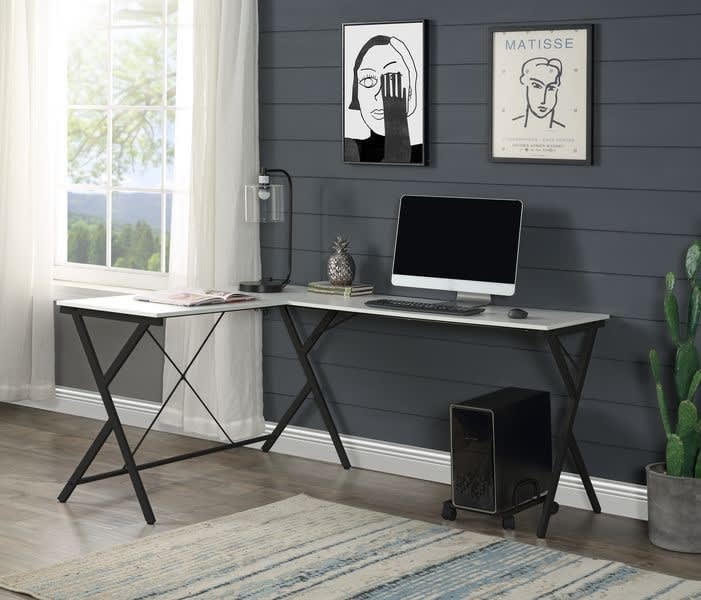 Dazenus Executive Home Office Desk in White & Black Finish by Acme - 00049