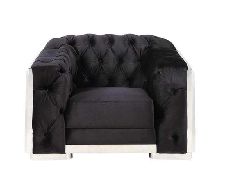 Pyroden Chair in Black Velvet & Chrome Finish by Acme - 00298